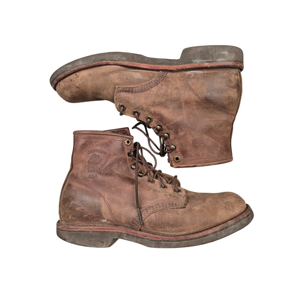 Chippewa USA Mens Brown Leather 20065 Boots Lace Up Work Heritage Distressed 9 D